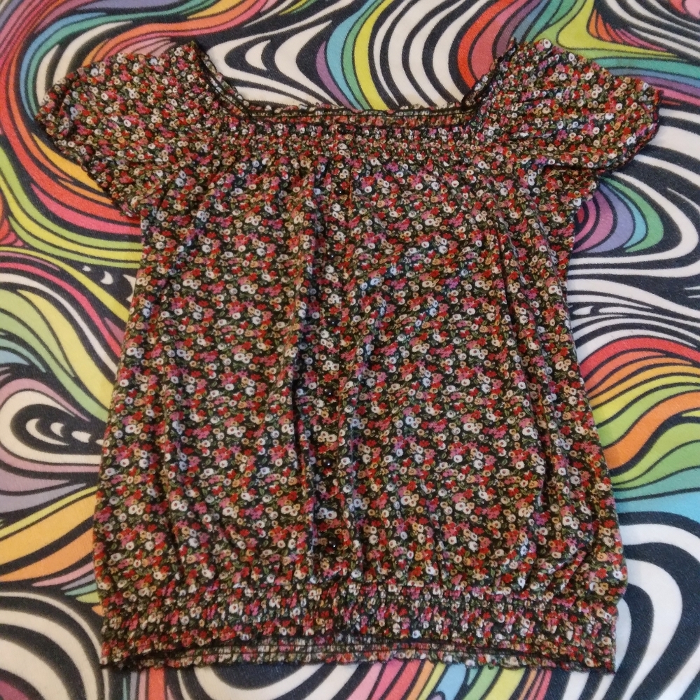 Weavers - Floral Print Ruffled Blouse
